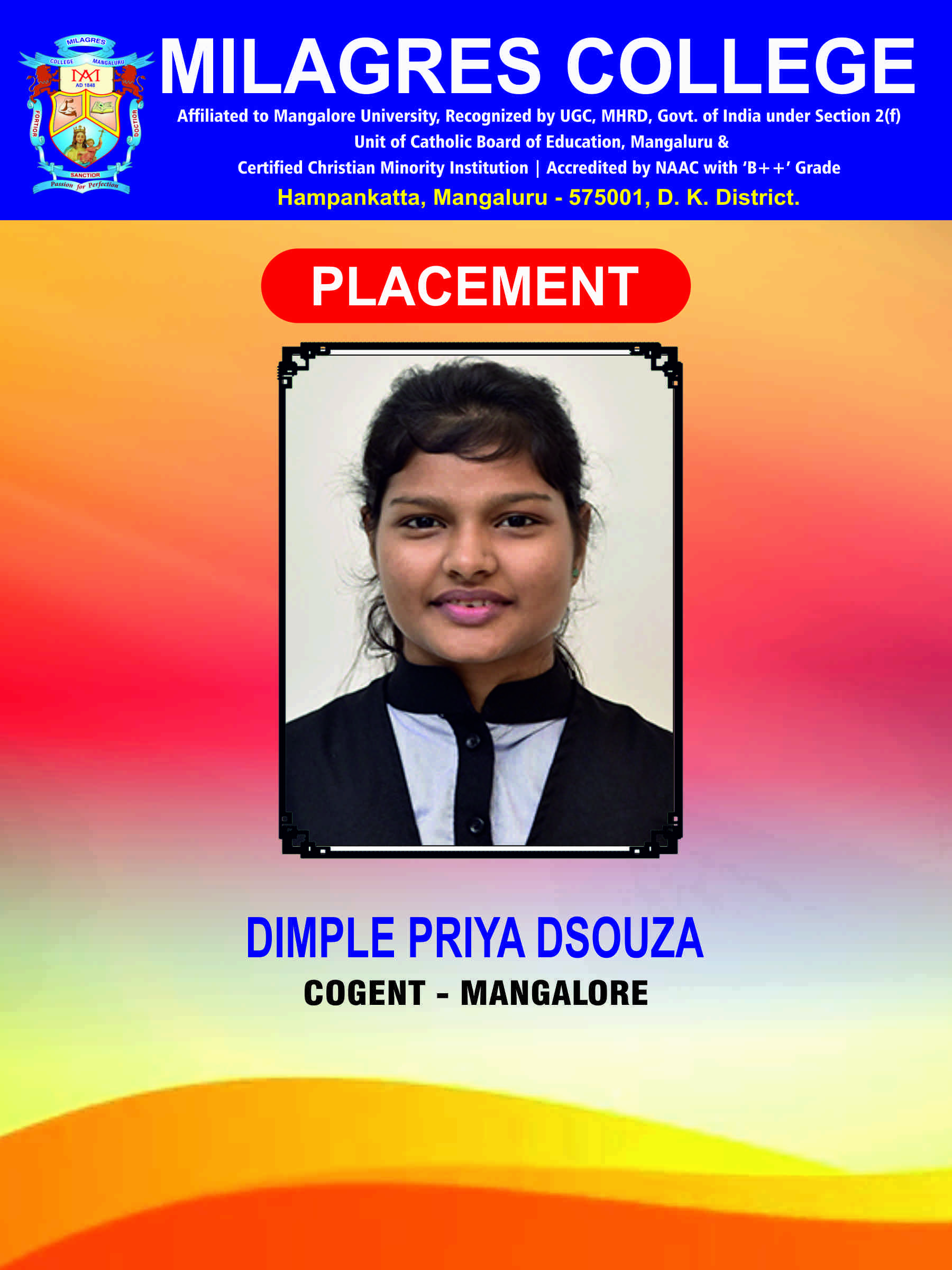 Successfully placed student